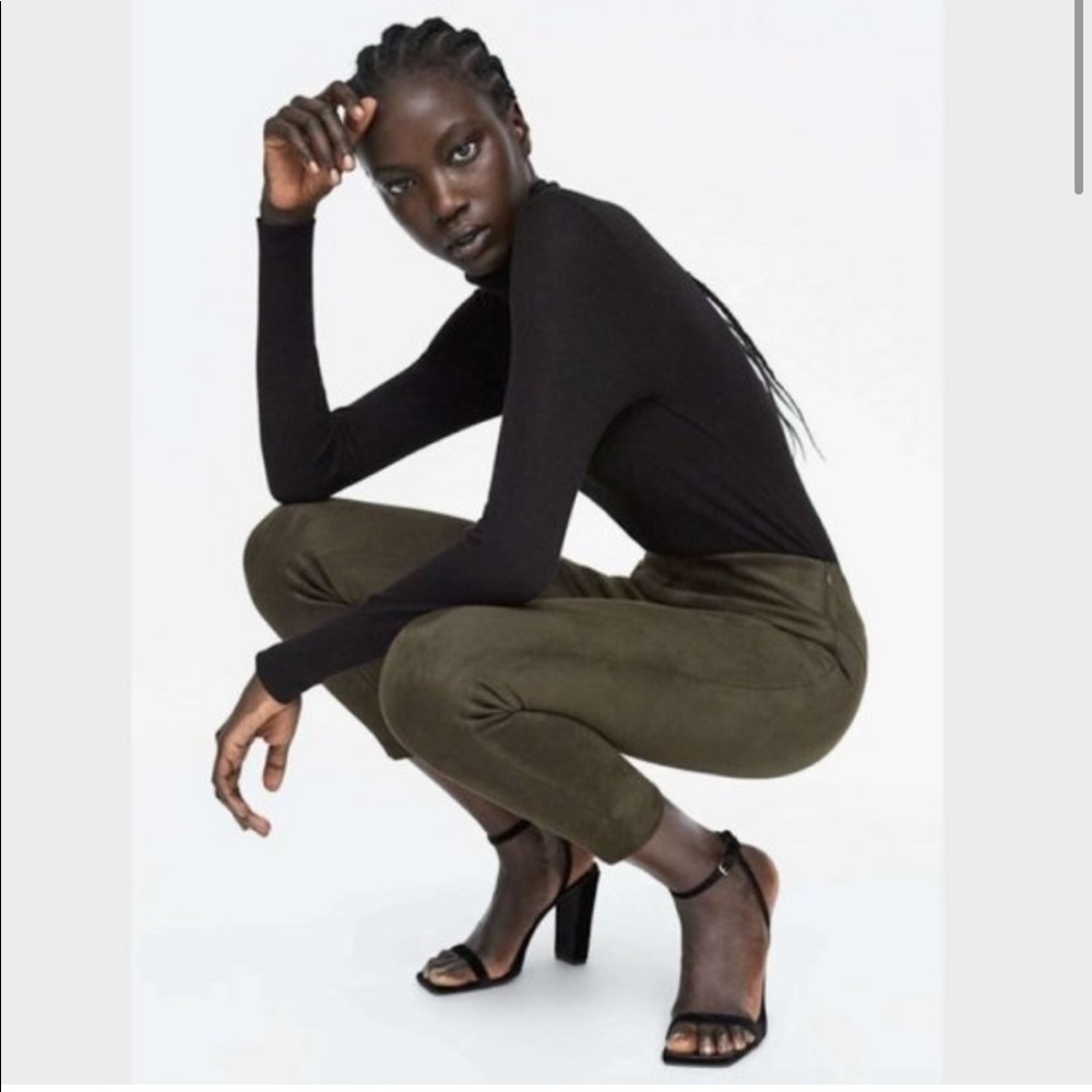 Zara Suede Zipper Leg Pants